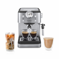 Máquina de espresso clásica de De’longhi Linea con lácteos, bomba de 15 barras y control de temperatura - Kit de cafetera barista para espresso, café con leche, capuchino y café helado - Diseño de acero inoxidable italiano