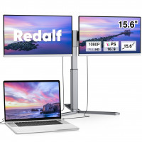 Redalf 15.6 Monitor triple portátil FHD para laptop, marco cero ultra delgado IPS, compatible con Mac, Windows, Chrome, se adapta a las computadoras portátiles de todos los tamaños