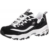 Skechers Sport Femenino D'Lites Memory Foam Lace-Up Sneaker, Fan Black/White más grande, 8 m EE. UU.