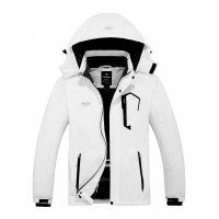 Wantdo para hombres impermeables a impermeabilizar el abrigo de esquí de invierno White M
