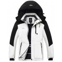 Wantdo para hombres de montaña impermeable a impermeabilizar abrigos de invierno White & Black XL