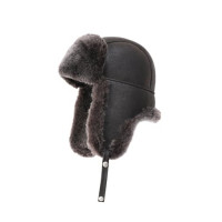 Hombo de cuero Aviador de Ushanka - Hombres de piel de oveja de piel de oveja Russia Soviets, sombrero de invierno al aire libre 2024 (EE. UU., Alfa, mediano, café oscuro)