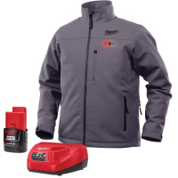 Jacket Milwaukee M12 12V iones de litio calefactado Zonas de calor delantera y trasera Batería y cargador incluidos (grande, gris)