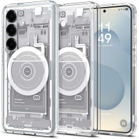 Spigen Ultra Hybrid Magfit diseñado para Galaxy S25 Plus Case [Qi2 Certified/Magnet para Galaxy] (2025) - Zero One White