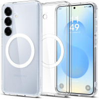 Spigen Ultra Hybrid MagFit diseñado para Galaxy S25 Plus Case [Qi2 Certified/Magnet para Galaxy] (2025) - Clear White