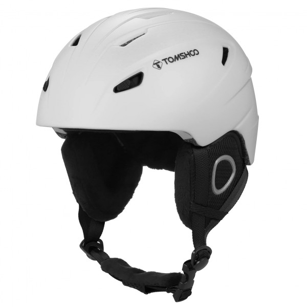 Tomshoo Ski Snowboard Casco de patineta ajustable a prueba de viento ajustable en la nieve de la nieve del casco deportivo de invierno (blanco sin gafas, grandes)