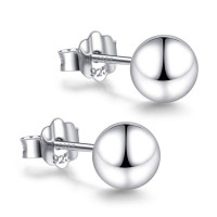 Pendientes de bola de plata esterlina chapada en oro de 18k 3 mm-8 mm, joyas simples de bola pulida hipoalergénica (3 mm)