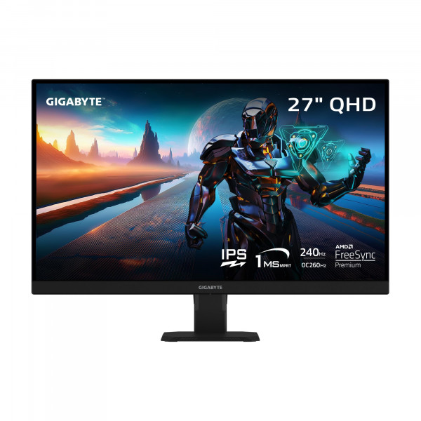 Gigabyte - GS27QA - Versión avanzada - 27 SS IPS Gaming Monitor - QHD 2560X1440-240Hz/OC 260Hz - 1Ms MPRT - AMD Freesync Premium - HDMI, DP - Negro