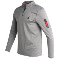Camisa activa de Spyder Men - Quarter Rip Long manga Renchipe Externover - Camisa de entrenamiento de ajuste delgada ligera para hombres (S -XL), tamaño mediano, brezo gris