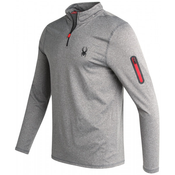 Camisa activa de Spyder Men - Quarter Rip Long manga Renchipe Externover - Camisa de entrenamiento de ajuste delgada ligera para hombres (S -XL), tamaño mediano, brezo gris