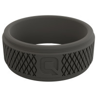 Anillo de silicona de Qalo para hombres - Diseño de la masa cruzada de hombres con silicona transpirable y duradera con Q2X - Colet Fit Bands de boda de silicona para hombres - Anillos de compromiso de goma para él - Gris oscuro, tamaño 10