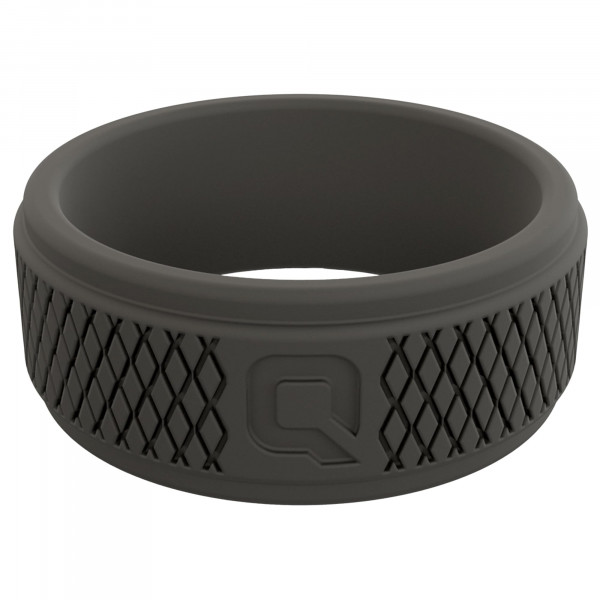 Anillo de silicona de Qalo para hombres - Diseño de la masa cruzada de hombres con silicona transpirable y duradera con Q2X - Colet Fit Bands de boda de silicona para hombres - Anillos de compromiso de goma para él - Gris oscuro, tamaño 10