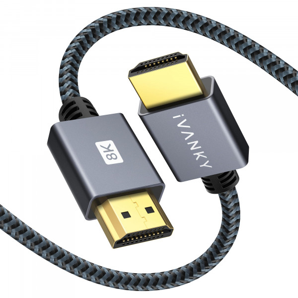 Cable Ivanky 8K HDMI 4ft, alta velocidad 48Gbps HDMI 2.1 Cable, [10k 8k@60Hz, 4K@120Hz, HDCP 2.3, HDR 10, EARC, HDR], Cable HDMI trenzado compatible para TV/Capataz/Monitor/PS5/Xbox/Projector, 4ft 4ft