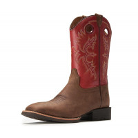 Botas Western Western de Sureway para hombres: bota de vaquero de los pies cuadrados, pilotos clásicos de moda duraderos, botas clásicas de moda duradera en botas de 10 pulgadas, tiba suave de pantorrilla media wellington
