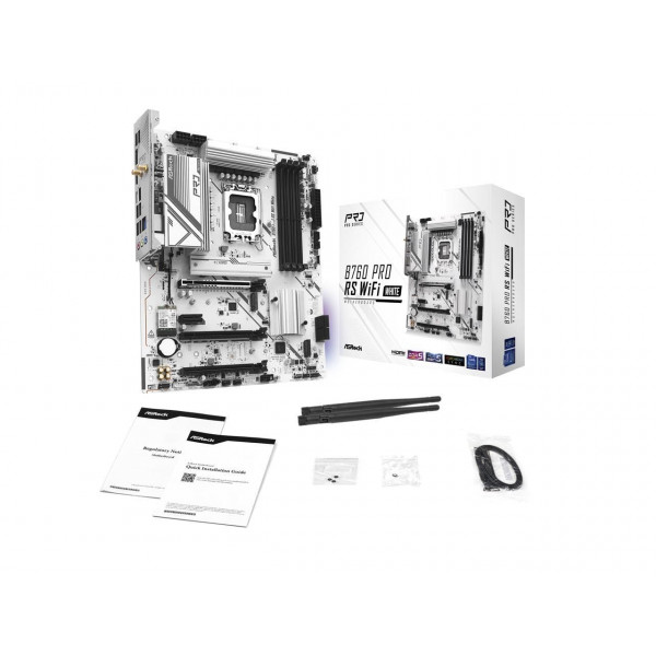 ASROCK B760M PRO RS WIFI WHITE Intel Micro Atx Motherboard DDR5 DIMM 7200 MHz 256 GB LGA1700 SATA3 6.0 GB/S LED M.2