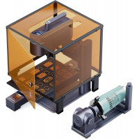 LASERPECKER LP4 Grabador de doble láser con cubierta de protección cúbica, sensor de seguridad de auto-pausa, extracción de humo para metal grabado, madera, plástico, extensiones rotativas y de portaobjetos incluidas