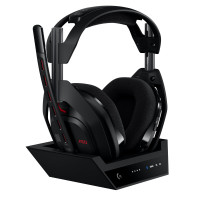 Logitech G Astro A50 Omni -Platforma Auriculares de juego inalámbricos + estación base para PS5, Xbox, PC: Plaync Audio Switcher, <16 bit/48kHz (consola), <24 bit/48 kHz (PC), batería de 24 horas, 2.4GHz y BT - negro