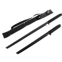 Munetoshi 2pc. Black/Gold/Silver/Rainbow Machete Set Shinobi con vaina y correa de nylon