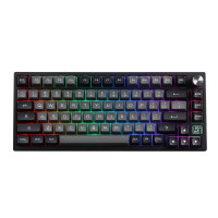 Epomaker TH80 SE Junta 75% Mecánico Teclado, Nkro Hot Swappable RGB 2.4GHz/ Bluetooth 5.0/ Teclado de juego con cable con espuma Poron/ EVA, batería de 4000 mAh (plata negra, interruptor lineal de glicinia)