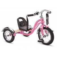 Schwinn Roadster Bike para niños pequeños, triciclo clásico para niños, marco de triciclo de acero de baja posición con boras y manillas de manillar, cubierta trasera de madera genuina, para niños y niñas de 2 a 4 años, rosa claro, rosa claro