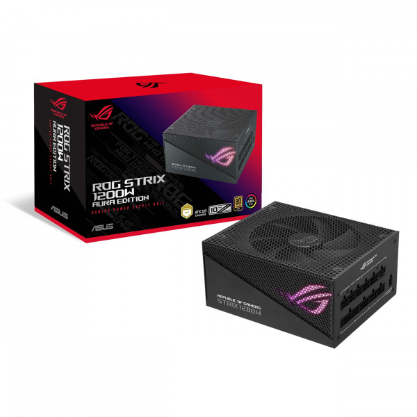 ASUS ROG STRIX 1200W GOLD AURA EDITION (Suministro de energía completamente modular, 80+ Certificado Gold, ATX 3.0, Cybenetics Lambda A+ Certificación, PCIe Gen 5.0 Ready, Axial-Tech Fan, Aura Sync, Garantía de 10 años)
