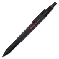Rotring 600 3 en 1 bolígrafo multicolor y lápiz mecánico, barril negro, mecanismo de latón, puntas de punto fino, barril hexagonal, agarre de metal condenado