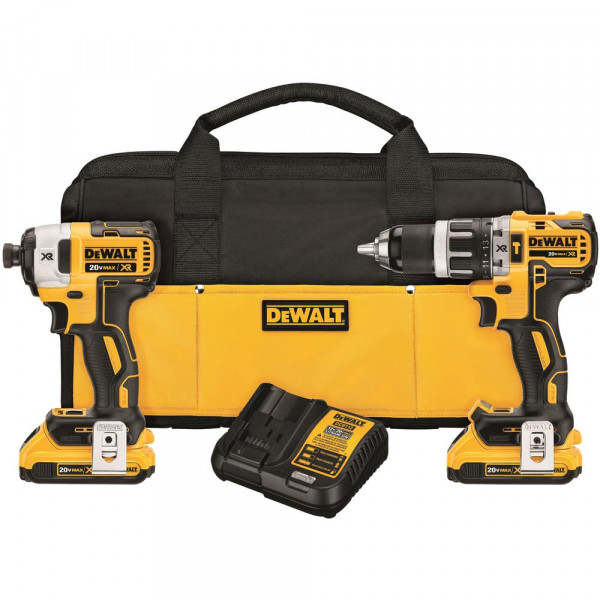 Kit de combo de controlador de impacto sin cepillo de 20V Max XR XR, compacto 2.0AH (DCK287D2), negro