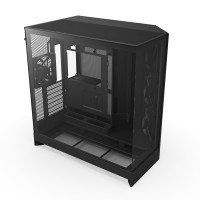Flujo NZXT H9 (2025)-Gran caja de PC de flujo de aire de la toil de doble cámara de doble cámara-Incluye 3 x 140 mm y 1 x 120 mm de ventiladores del radiador de 420 mm-Vidrio templado-Conexión hacia atrás Listo-Negro