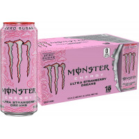 Monster Energy Ultra Strawberry Dreams, bebida energética sin azúcar, 16 onzas (paquete de 15)