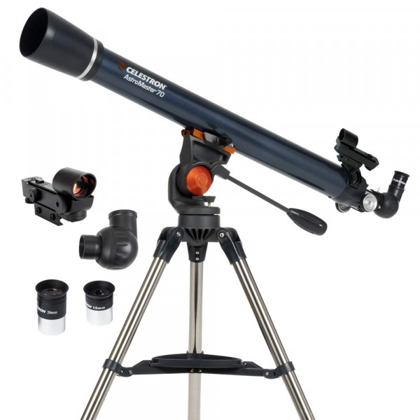 Celestron-Astromaster 70AZ Telescopio-Telescopio de refractor-óptica de vidrio totalmente recubierto-Típode de altura ajustable-paquete de software de astronomía de bonificación