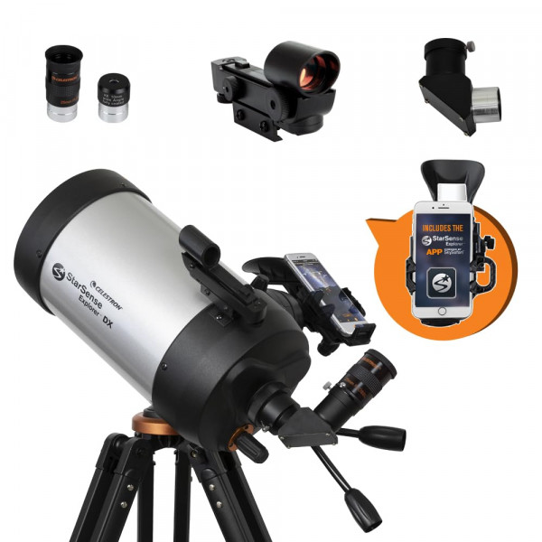 Celestron 22462 Starsense Explorer DX 5 ”El telescopio Schmidt-Cassegrain habilitado para aplicaciones Schmidt-Casse Funcia con una aplicación Starsense para ayudarlo a encontrar estrellas, planetas y más-iPhone/Android Compatible