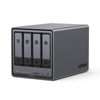 Ugreen Nasync DXP4800 más Nas de escritorio de 4 bayas, Intel Pentium Gold 8505 CPU de 5 núcleos, 8GB DDR5 RAM, 128g SSD, 1 * 10GBE, 1 * 2.5GBE, 2 * M.2 Ranuras NVME, 4K HDMI, almacenamiento de red (almacenamiento de disco)