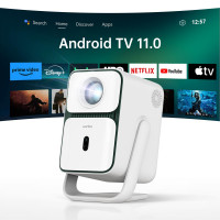 [Android TV 11.0 y Native 1080p] Wanbo T2 Ultra Smart Mini Projector con wifi y Bluetooth, soporte ajustable de 120 °, enfoque automático, 500 proyector al aire libre ANSI, aplicaciones de transmisión incorporadas y tiendas de Google
