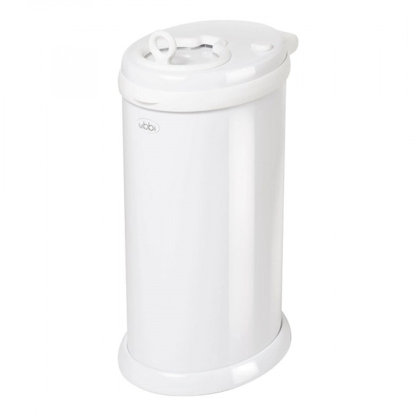 Cubo de pañales de acero ubbi, bloqueo de olor, no se requiere una bolsa especial, galardonado, registro imprescindible, blanco