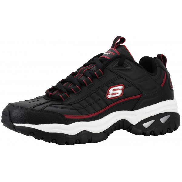 Skechers Men's Energy Afterburn Lace-Up Black/Silver/Red Sneaker 13 W US