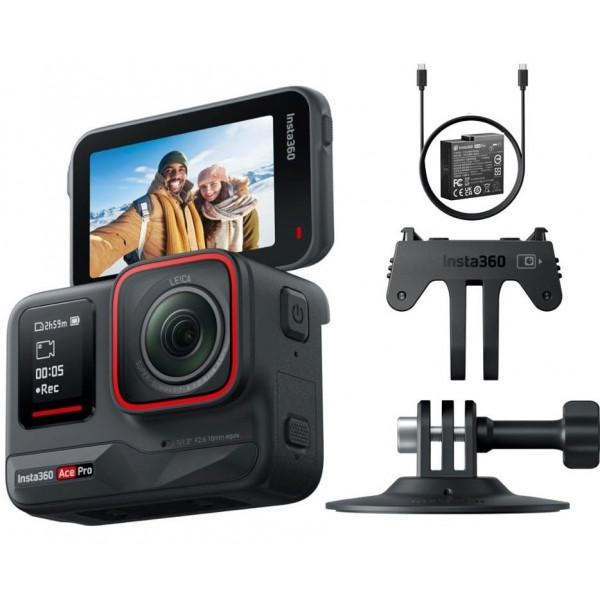 Insta360 Ace Pro - Cámara de acción impermeable 1/1.3 Reducción de ruido de AI para calidad de imagen inmejorable, 4K120FPS, pantalla de giro de 2.4 y características avanzadas de IA