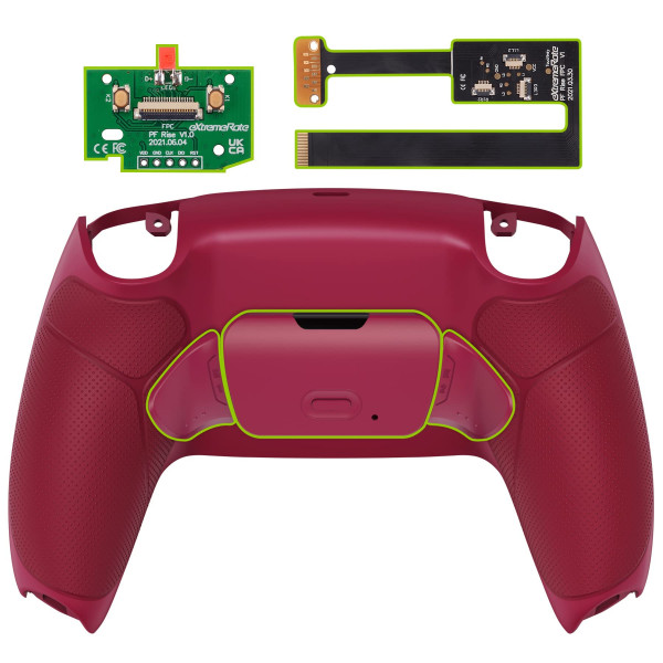 Kit de reasignación de Rougsable Rave 2.0 de goma roja cosmídica extremadamente para el controlador PS5 BDM 010 y BDM 020, Tablero de actualización y botones rediseñados de espalda y retorno para el controlador PS5