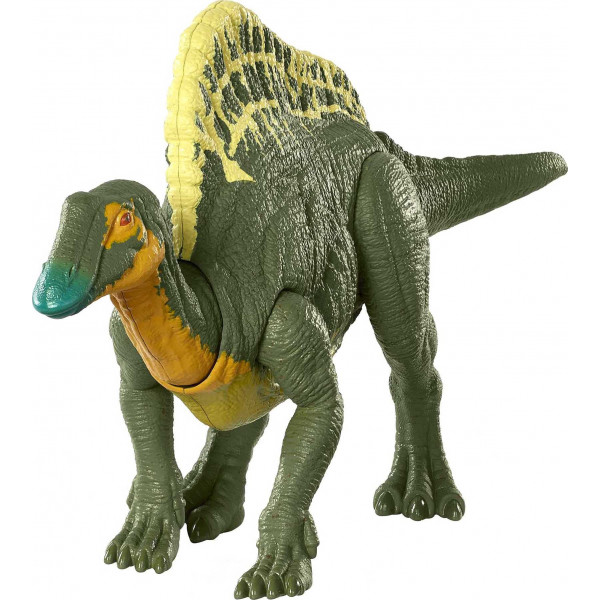 Jurassic World Toys Roar Attack Ouranosaurus Camp Cretaceous Dinosaur Figura con articulaciones móviles, escultura realista, característica de ataque y sonidos, herbívoro, regalo para niños 4 años y arriba