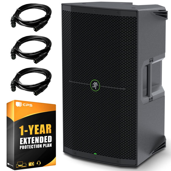 Mackie thump212 12 pulgadas de 12 pulgadas de altavoz alimentado con un cable XLR de 10 pies (paquete de 3) y paquete de protección mejorada de 1 año CPS CPS