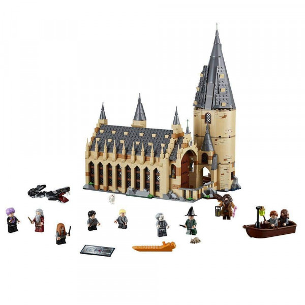 Lego Harry Potter Hogwarts Great Hall 75954 Kit de construcción y juguete Magic Castle, criaturas de fantasía, Hermione Granger, Draco Malfoy y Hagrid (878 piezas)