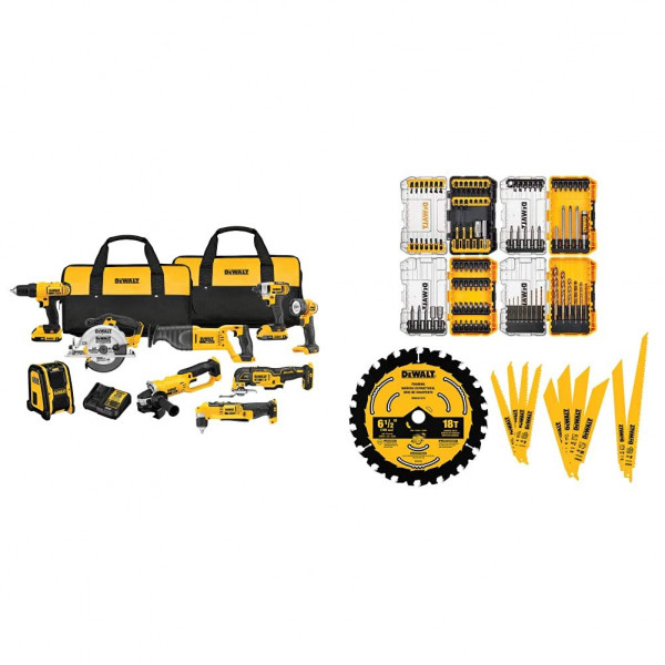 Kit de combo de perforación inalámbrica de 2-toall de 9 herramientas con un conjunto maestro 111pc (DCK940D2 y DWA123AMQ4)