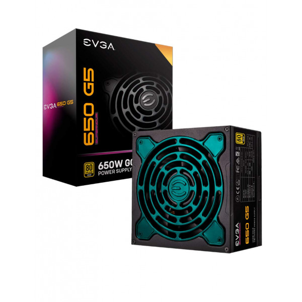 EVGA 650 G5, 80 más oro 650W, completamente modular, modo Eco con ventilador FDB, condensadores 100% japoneses, garantía de 10 años, tamaño compacto de 150 mm, fuente de alimentación 220-G5-0650-X1