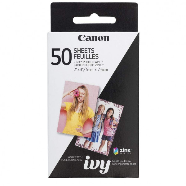 Canon Ivy Zink 2 x 3 Peligüeña fotográfica Papel de 50 hojas