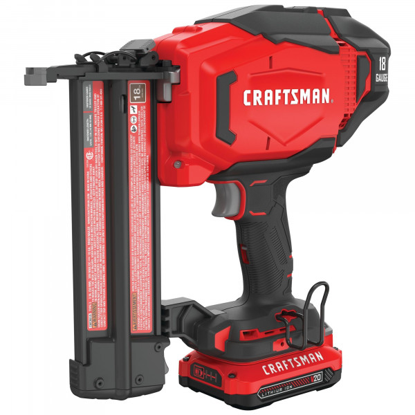Craftsman V20 inalámbrico Brad Nailer, pistola de clavos de calibre 18, con batería y cargador (CMCN618C1)