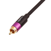 Amazon Basics 1 RCA Audio Cable para subwoofer, amplificadores, altavoces activos con enchufes dorados, negro, 35 pies