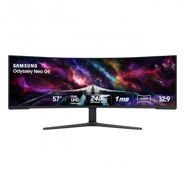 Samsung 57 Odyssey Neo G9 (G95NC) Serie dual 4K UHD 1000R Monitor de juego curvo, 240Hz, 1 ms con DisplayPort 2.1, Mini-LED, LED, DisplayHDR 1000, AMD Freesync Premium Pro, LS57CG952NNXZA