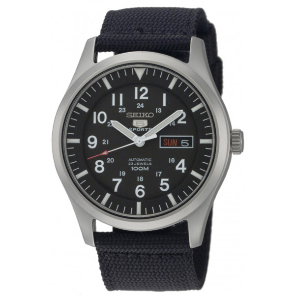 Vistelo de acero inoxidable automático SNZG15 SEIKO 5 con correa de nylon