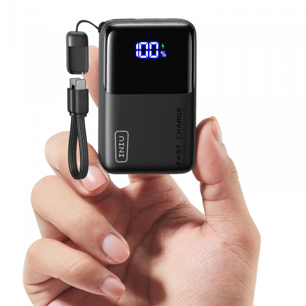 Iniu Pocket Size Cargador portátil, Bank de potencia PD Ultra Small 10000mAh 45W PD, Packing de batería de carga rápida de USB C, Travel Essentials PowerBank para iPhone 16/15 Pro Max, Ipad Air, Samsung S22 S27 etc.