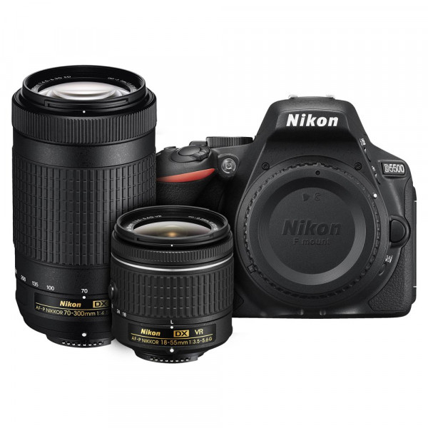 Kit de cámara digital Nikon D5500 con 18-55 mm y 70-300 mm-Negro