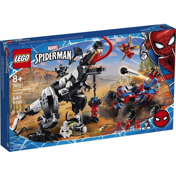 LEGO Marvel Spider-Man Venomosaurus emboscada 76151 construye juguete con minifiguras de superhéroes; Representaje popular de vacaciones y cumpleaños para niños que aman los juguetes de construcción de Spider-Man (640 piezas)
